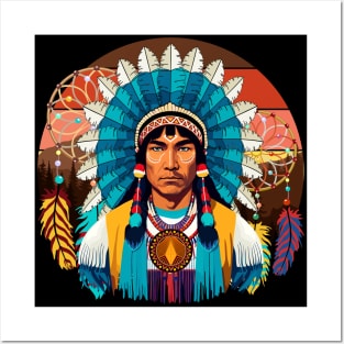 Native American Chief Powerful Portrait Posters and Art